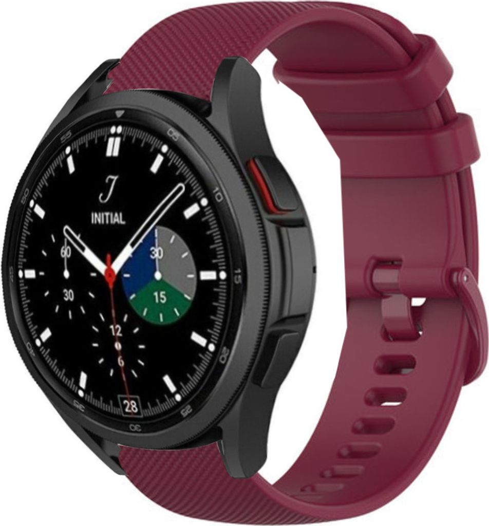 Strap-it Samsung Galaxy Watch 4 Classic 46mm Luxus-Silikonarmband (Dunkelrot)