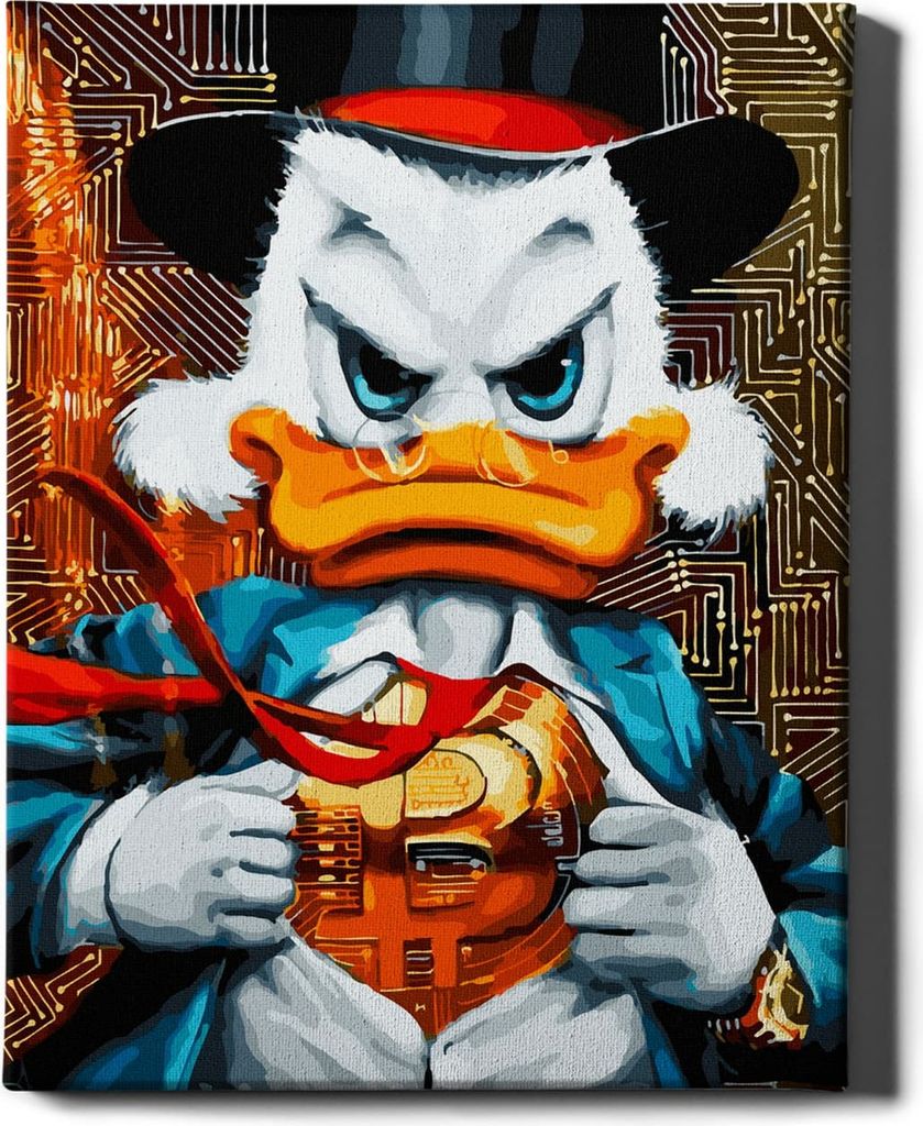 Oh Art! – Malen nach Zahlen Set – 40x50cm, mit Holzrahmen und Pinseln "Duck i bitcoin" DIY