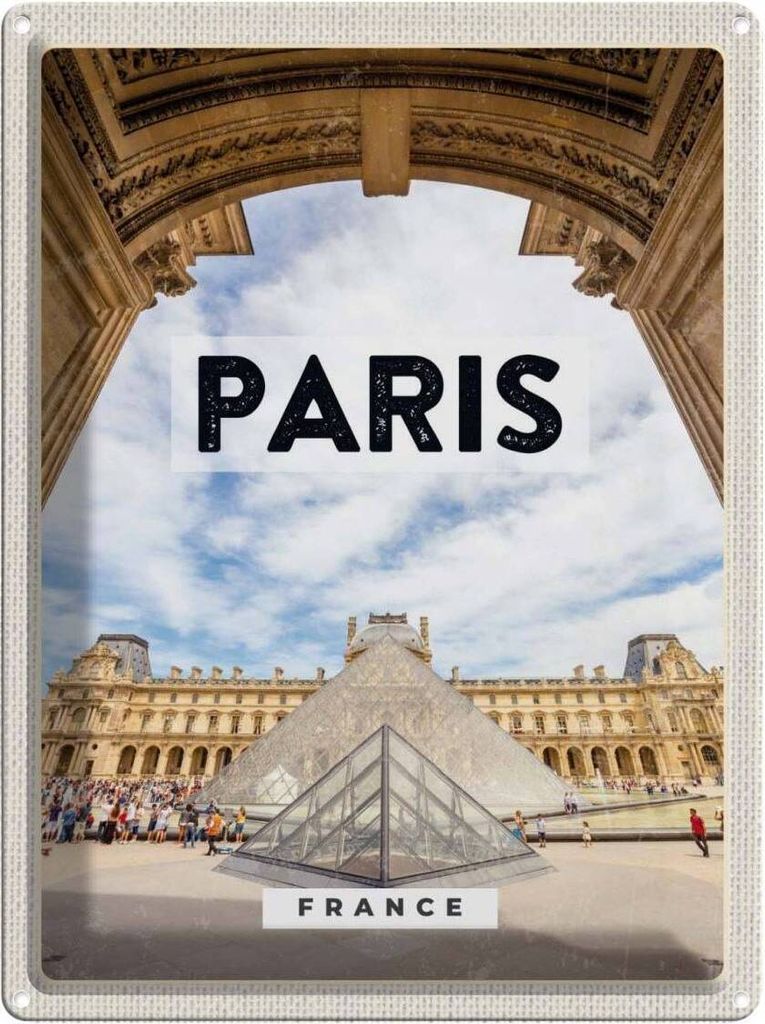 vianmo Blechschild 40x30 cm Paris Frankreich Louvre Abenteuer Reisen Straße Stadt Urlaub