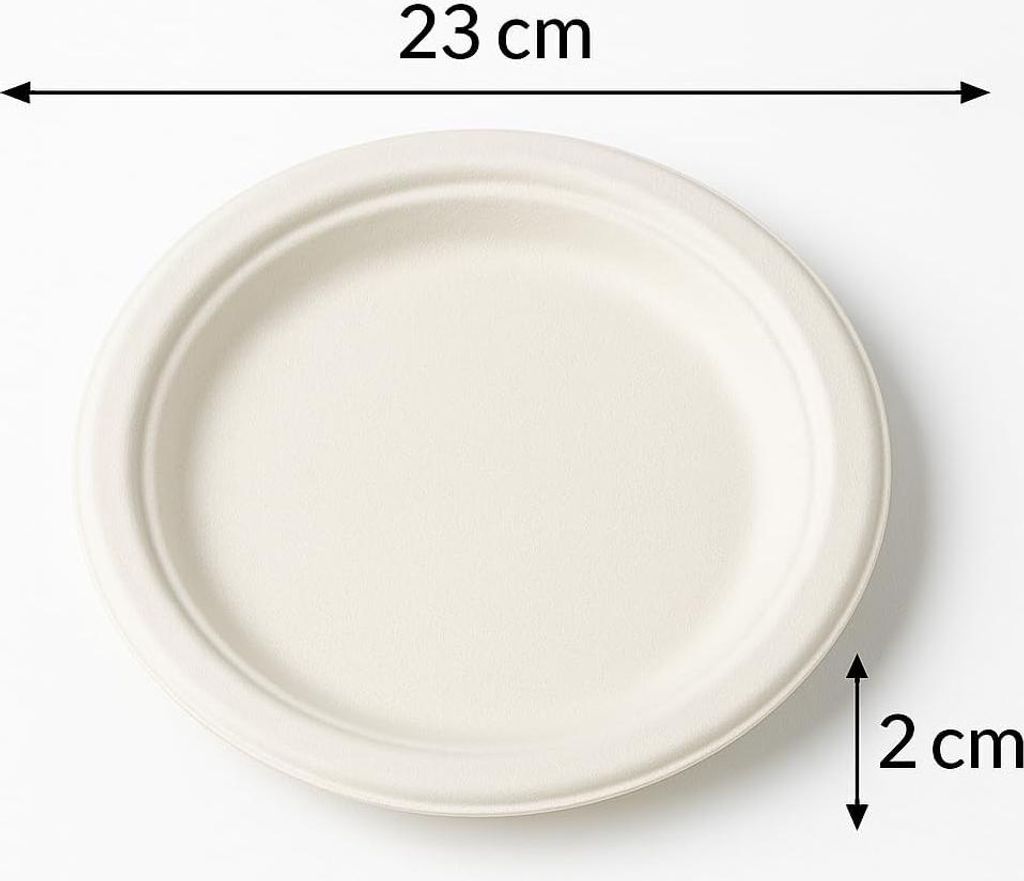 50 Teller, Zuckerrohr "pure" ungeteilt Ø 23 cm · 2 cm weiss Produktbild 