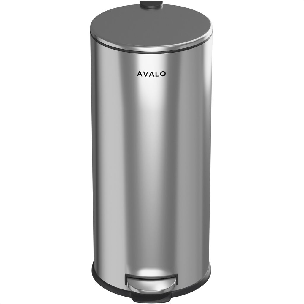 Avalo Treteimer 30L - Edelstahl Silber - Soft Close - Abfalleimer 30 Liter - Mülleimer 30 Liter