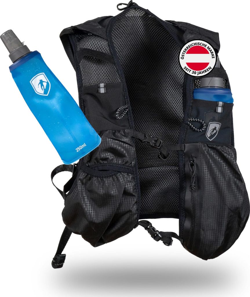 ALPIN LOACKER Trailrunning Weste Herren & Damen I Laufrucksack mit Trinkflasche 2X 250ml I Rucksack mit Trinksystem I ideal als Marathon Laufweste