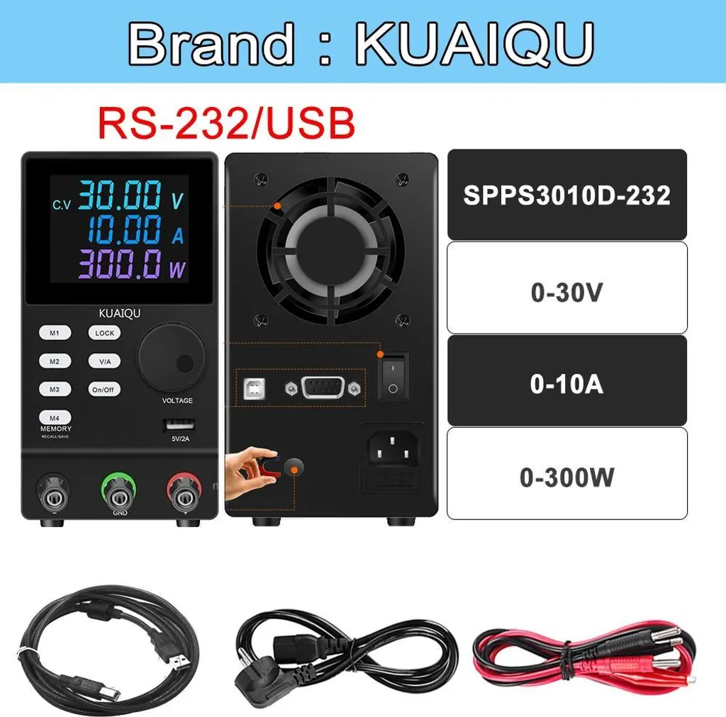 Alimentation de laboratoire courant continu ajustable 30V 10A Noir 220V
