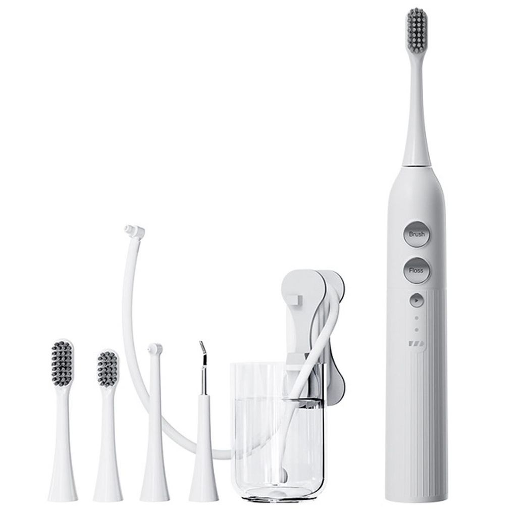 Elektrische Zahnbürste 3-in-1 – Schallzahnbürste, Wasserstrahl & Zahnreiniger, 48.000 VPM, IPX7 wasserdicht