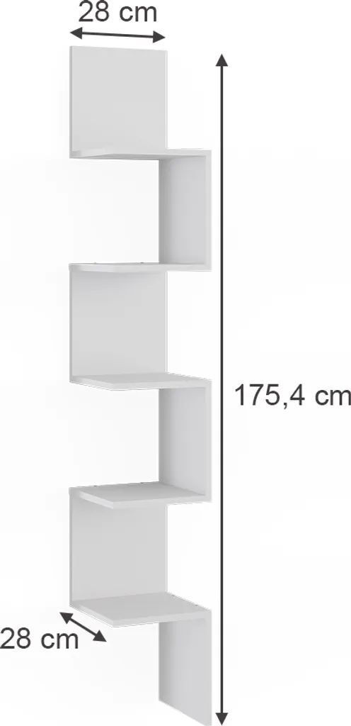 Étagère d'angle Vicco Paolo : Solution Gain de Place Blanc 28x175,4 cm