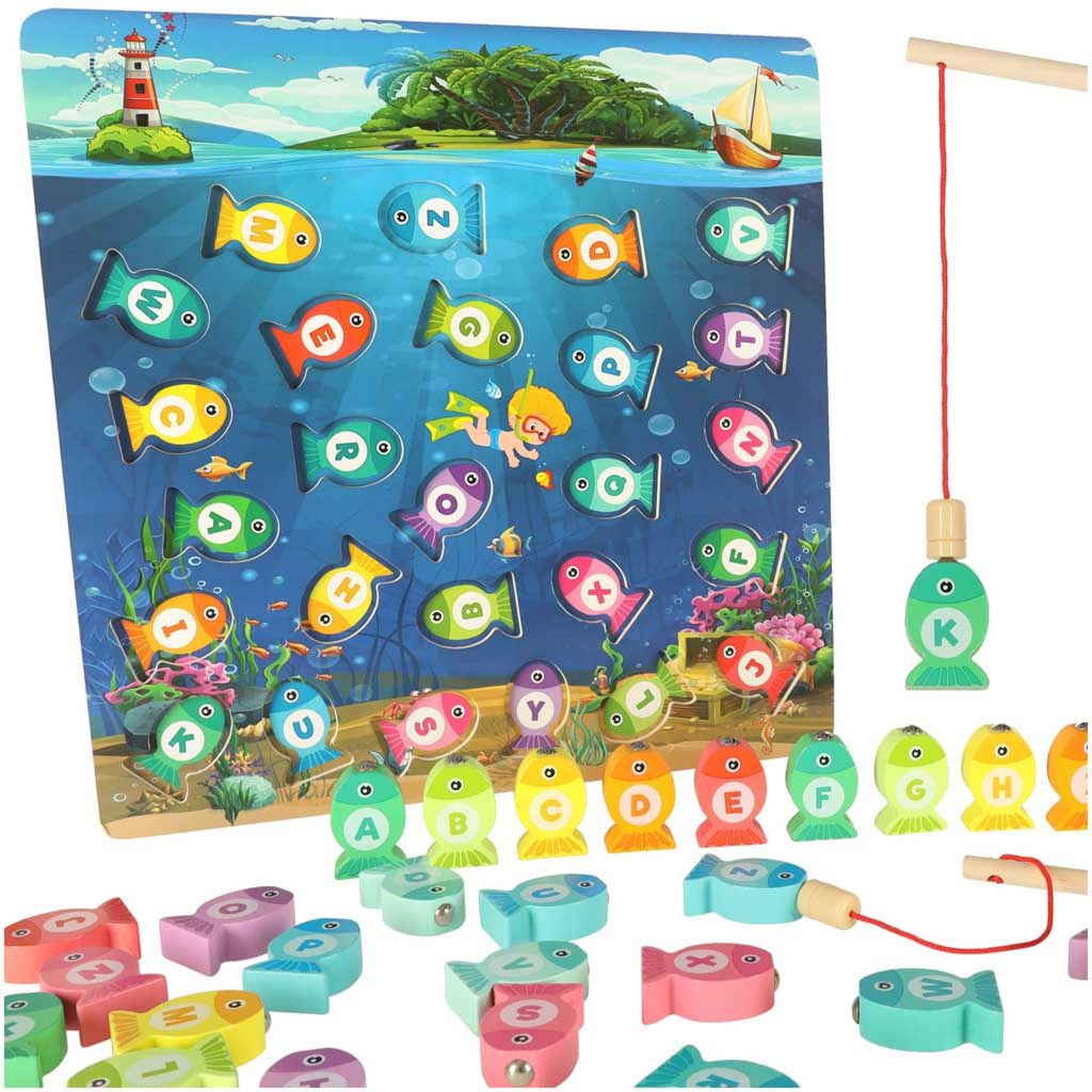Gioco di pesca con calamita Montessori in legno Immagine del prodotto 