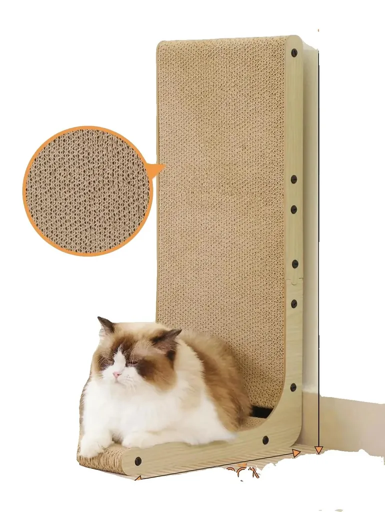 Arbre à chat robuste en bois véritable avec niche et griffoir - Grand XL