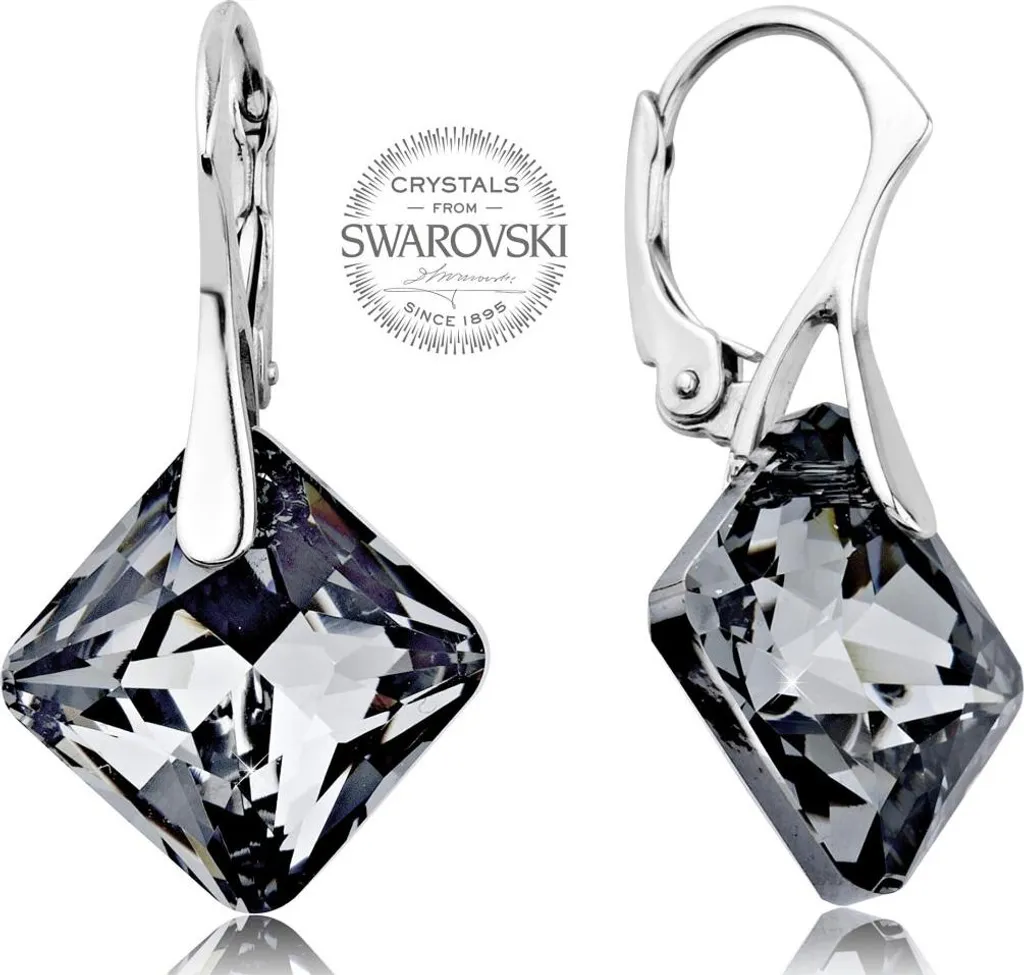 Boucles d'oreilles Princesse cristaux sombres scintillantes en argent