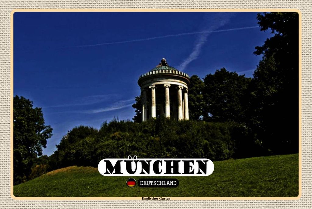 vianmo Holzschild 12x18 cm München Englischer Garten Bildmotiv Reisemotiv Abenteuer Reisen