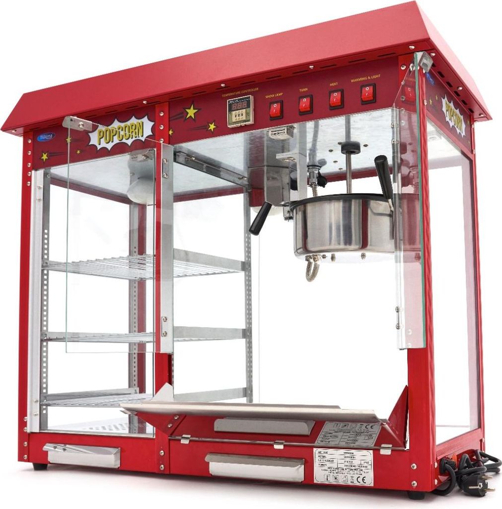 Maxima - Popcornmaschine - 150gr - mit Warmhaltevitrine Produktbild 
