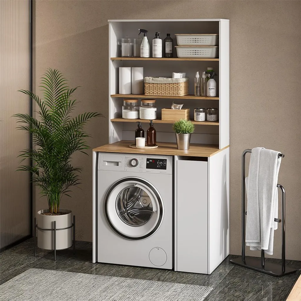 Meuble de rangement pour lave-linge Vicco Viktor Blanc et Bois 93,6 cm
