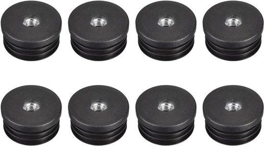 Inzetstukke für runde Rohre mit M8-Schraubgewinde, 8 Stück, schwarz Kunststoff-Rad-Inset, 38 mm - Möbelstop