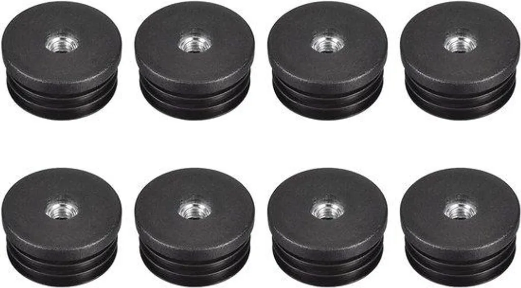 Fixation pour roulette M8 sur tube rond 38 mm - Insert meuble noir x8