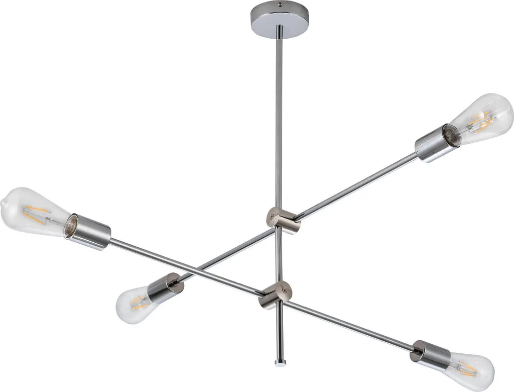 Suspension Design Métal Chrome 4xE27 MORA 65x75cm Luminaire Grand Format