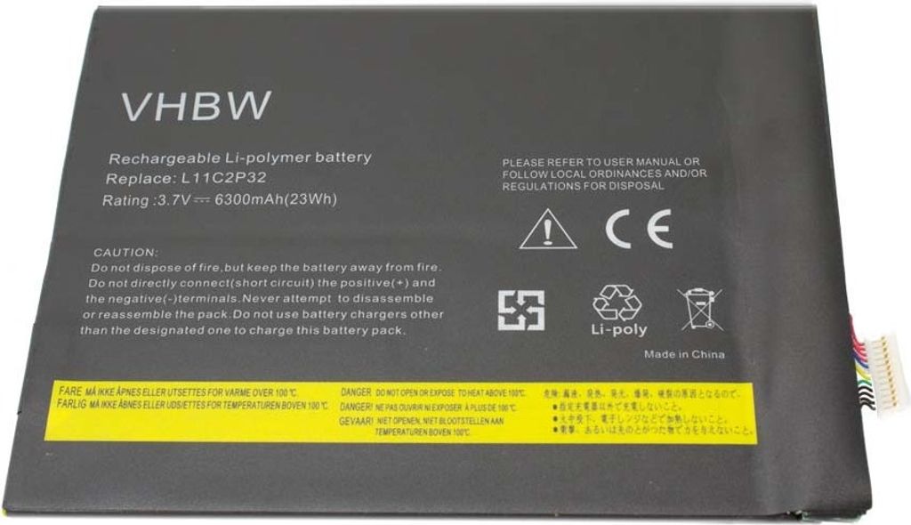 vhbw Akku kompatibel mit Lenovo IdeaTab S2110AF, S2110 Notebook (6300 mAh, 3,7 V, Li-Ion)