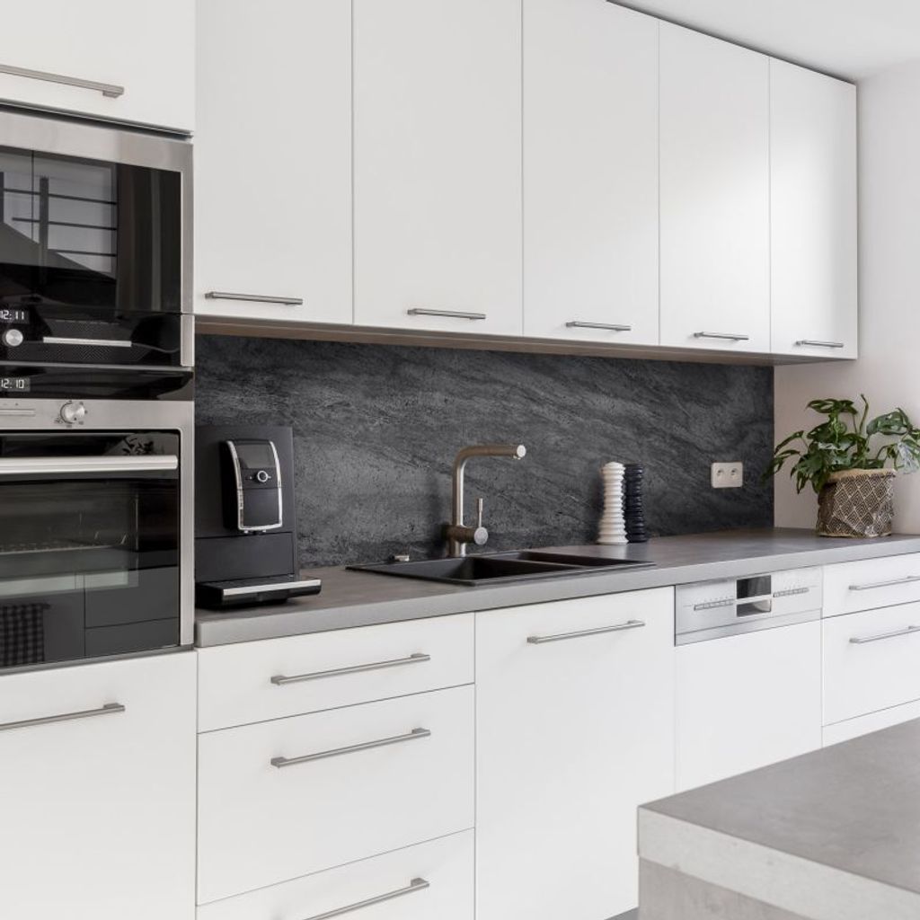 Dedeco Küchenrückwand Motiv: Beton V5, 5mm Hartschaum Kunststoffplatte PVC als Spritzschutz Küchenwand Wandschutz wasserfest, inkl. UV-Lack glä...