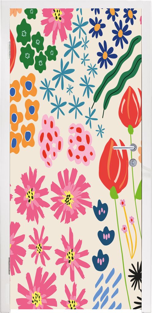 MuchoWow Türtapete Selbstklebende Türfolie Blumen - Gestaltung - Tulpe 90x235 cm Türposter Türaufkleber Klebefolie Türklebefolie - XXL-Plaka...