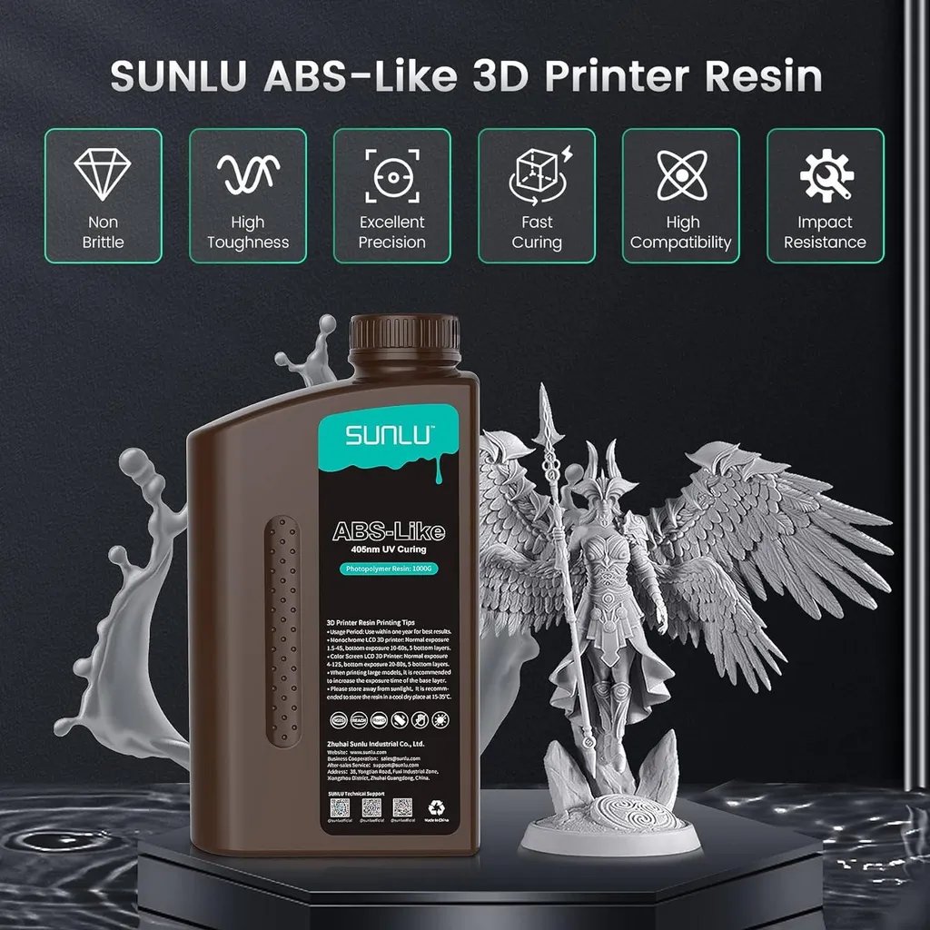 Résine impression 3D ABS Gris Clair haute précision PARTICULIER 1kg - 4