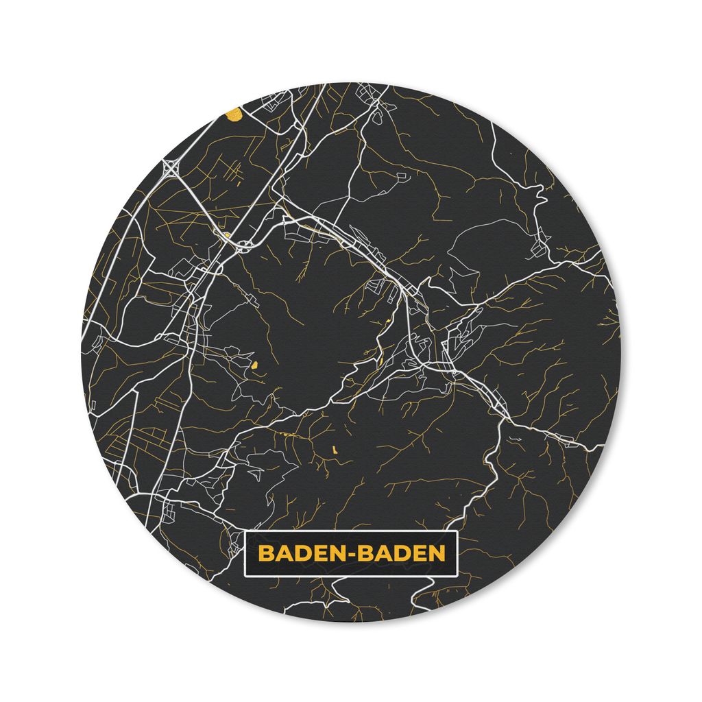 MuchoWow Mauspad Mousepad Stadtplan - Karte - Deutschland - Gold - Baden - Karte 30x30 cm - Mousepads - Maus Mat - Pad - Mausunterlage - Tischunt...