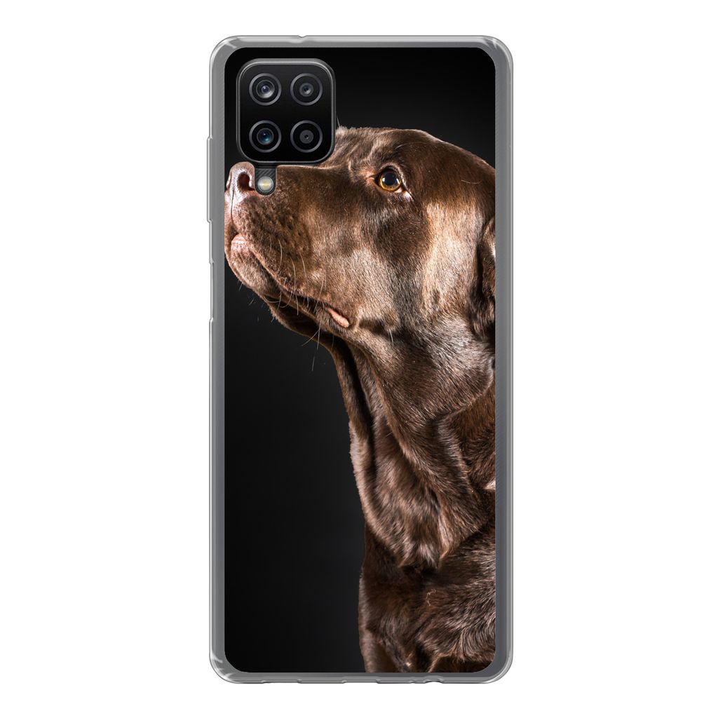 MuchoWow Handyhülle Schutzhülle Hülle für Samsung Galaxy A12 Hund - Braun - Porträt Silikon Softcase Handy Hülle - Bild