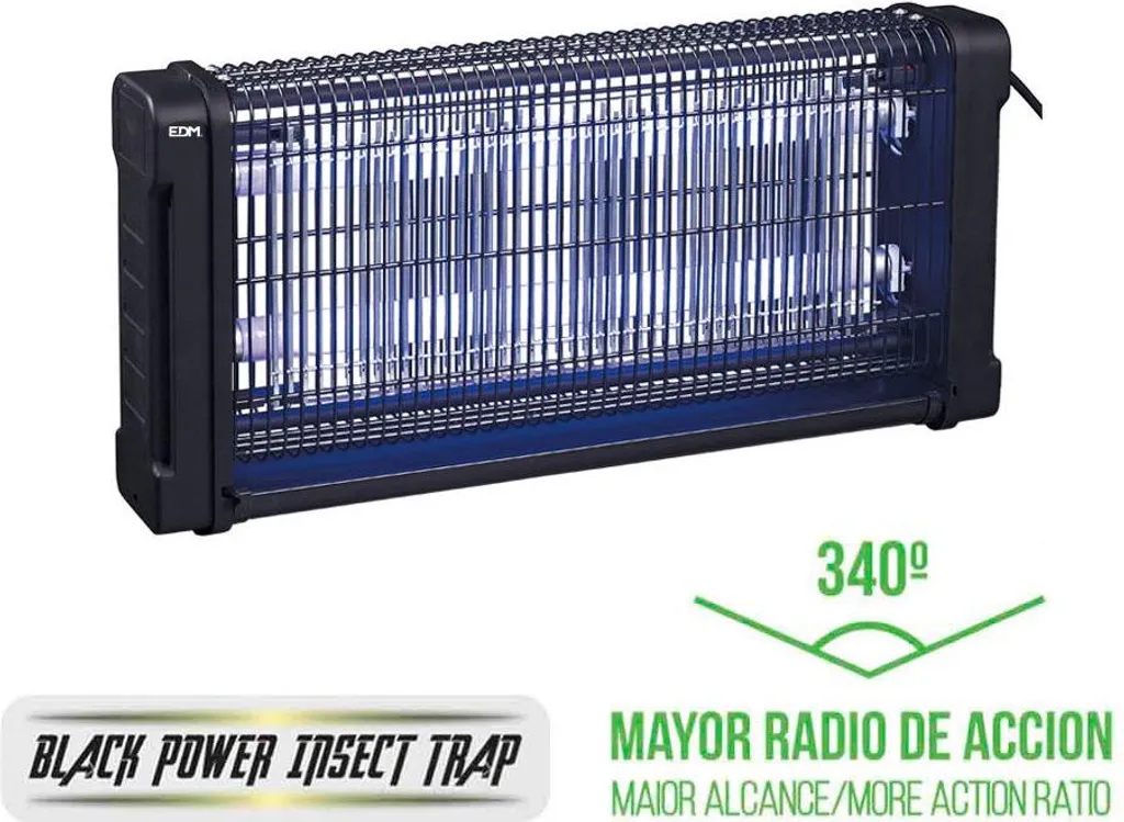 Exterminateur d'insectes électronique 2x10W EDM Noir 43,7x10x26,5cm