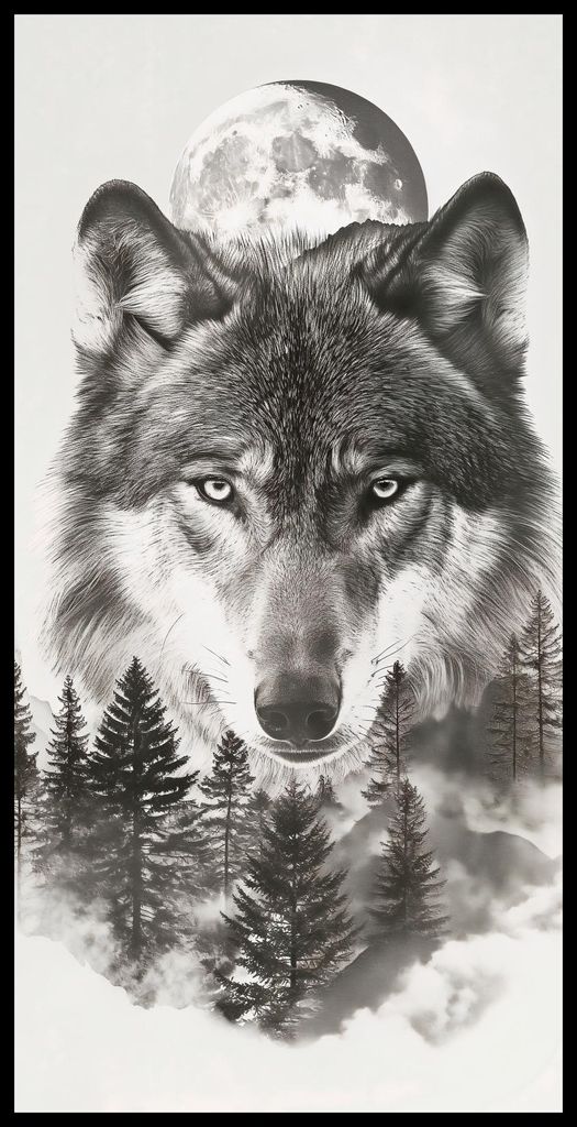 Plakat 50x100cm Wolfgeist des Waldes