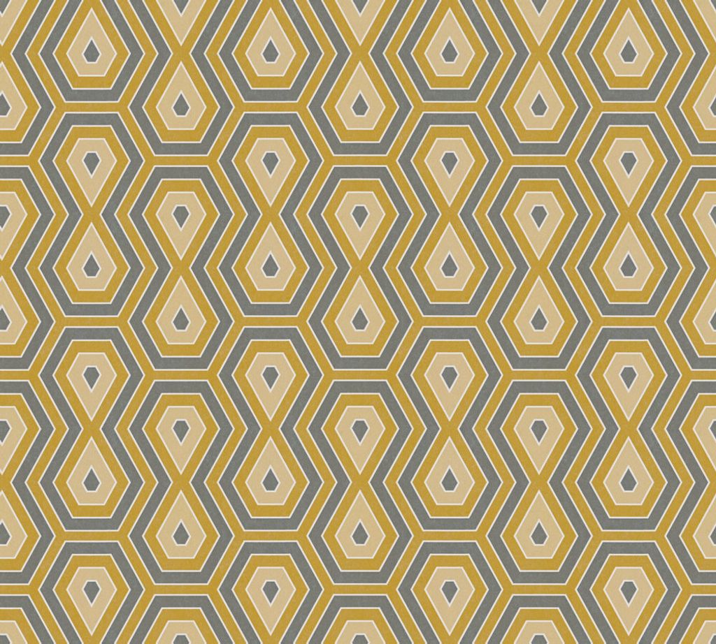 Architects Paper Retrotapete Jungle Chic geometrische Tapete Vliestapete gelb grau weiß 10,05 m x 0,53 m