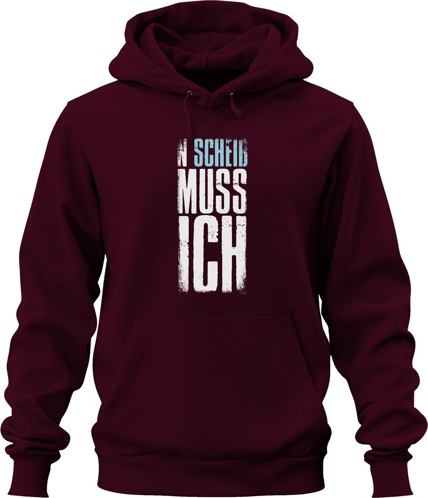 N Scheiss muss ich Spruch Lustig Arbeitsmuffel Faulheit Party Uni Hoodie Kapuzenpullover, Burgundy, M