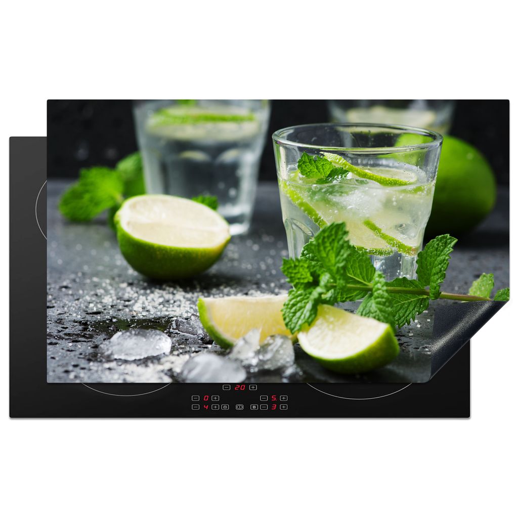KitchenYeah Herdabdeckplatte Cocktail - Mojito - Grün - Minze , 85x52cm, Küche Deko, Glaskeramikkochfeld Herdabdeckung, Abdeckplatte fùr Kochfeld
