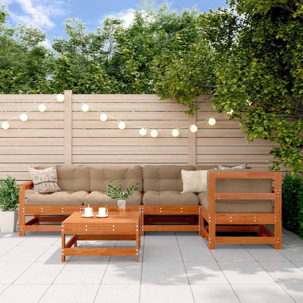 "Neues Produkt" Garten-Lounge-Set 6 pcs - CLORIS - Wachsbraun Massives Kiefernholz - Sitzgruppe V2473