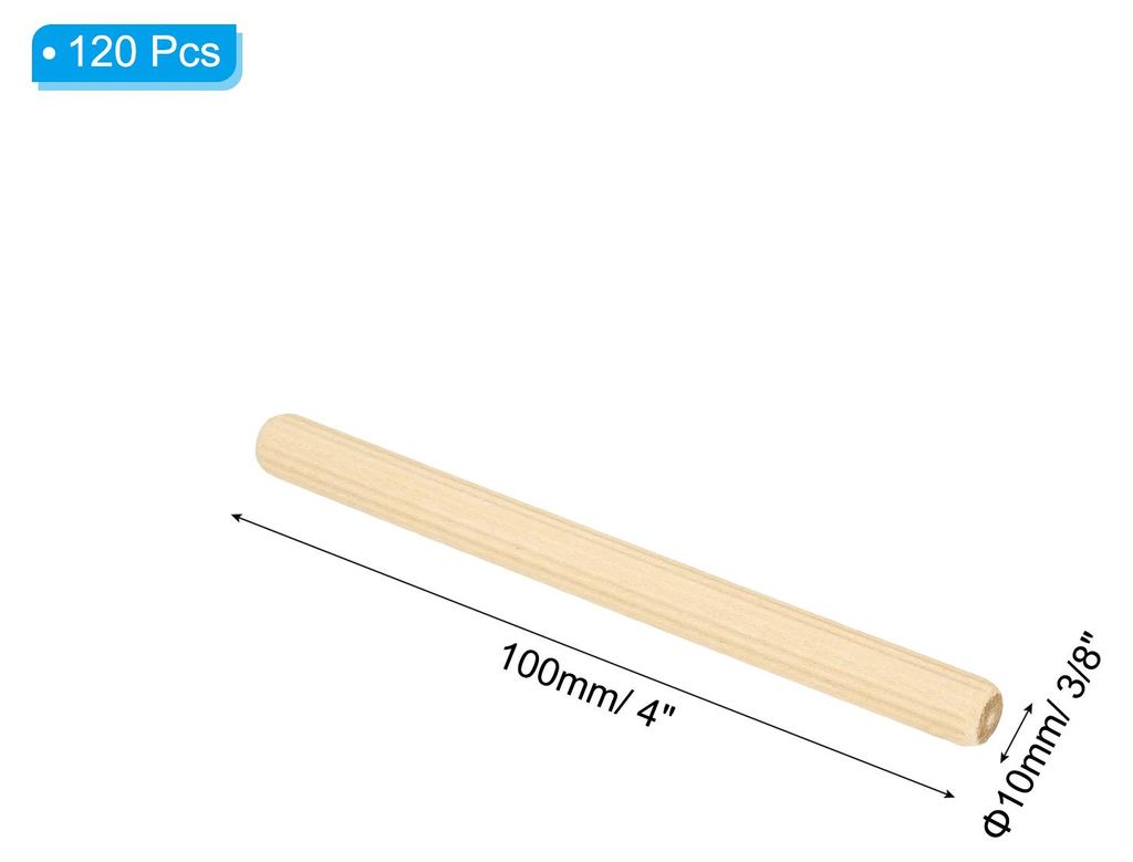 120 Stš¹ck 10 x 80mm Holzdš¹bel Set, Riffelholzdš¹bel Holzstifte Dš¹bel Set Gerillte Holzš¹belstifte Dš¹bel Holz mit Rillen fš¹r Zimm...
