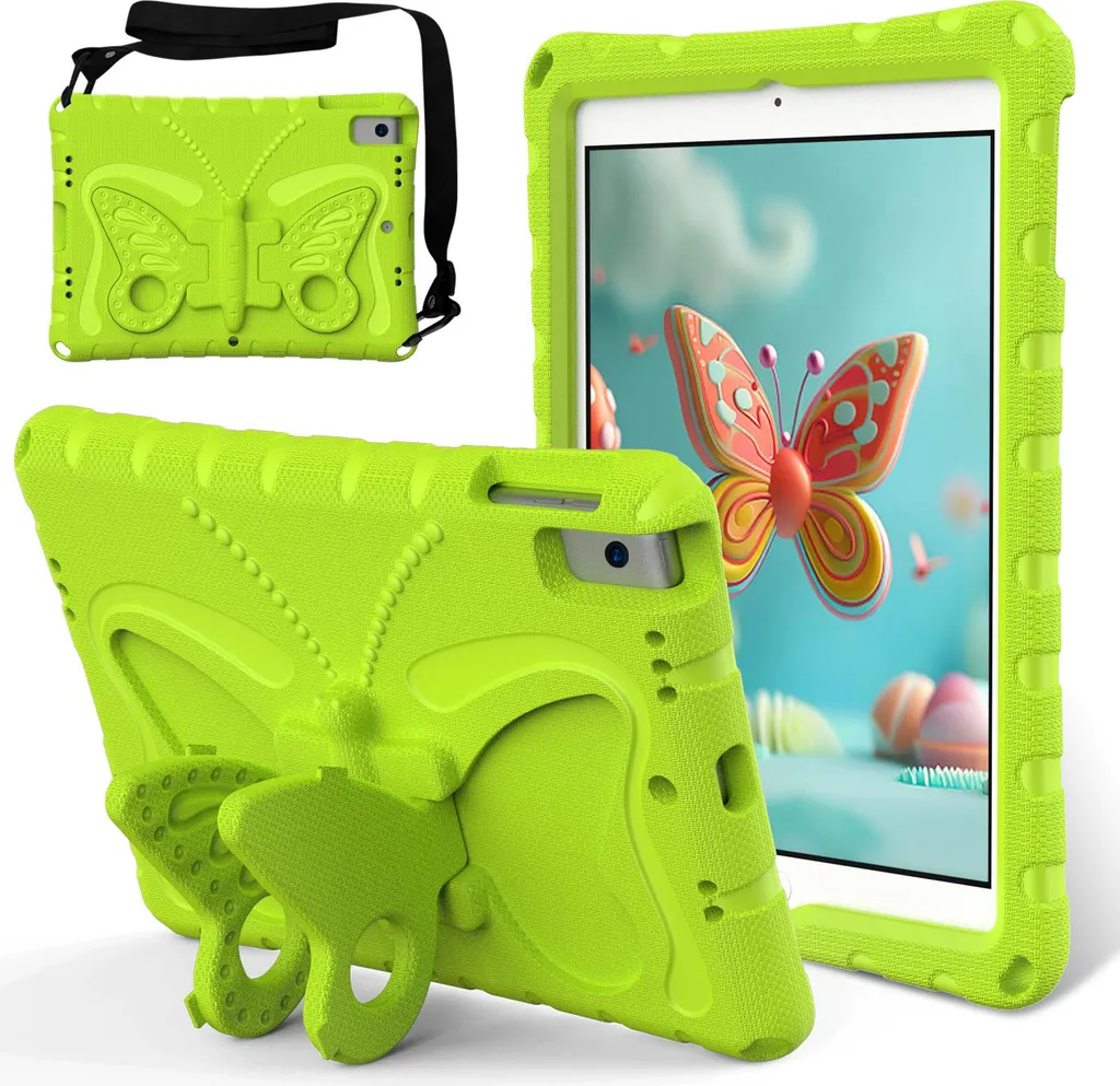 Custodia iPad Bambini 10.2/10.5 Antiurto Verde Erba con Tracolla