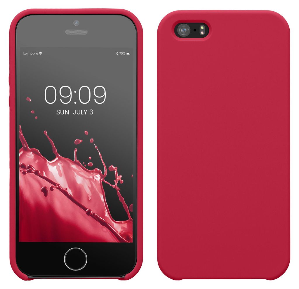 kwmobile Handyhülle für Apple iPhone SE (1.Gen 2016) / iPhone 5 / iPhone 5S Hülle - Case Silikon - Kabelloses Laden - Schutzhülle Cover in Himbeer