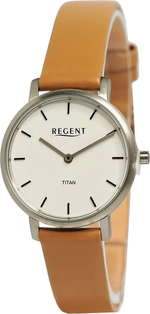 Regent Leder Damen Uhr Armbanduhr Quarz hellbraun Lederarmband D2UR2094057