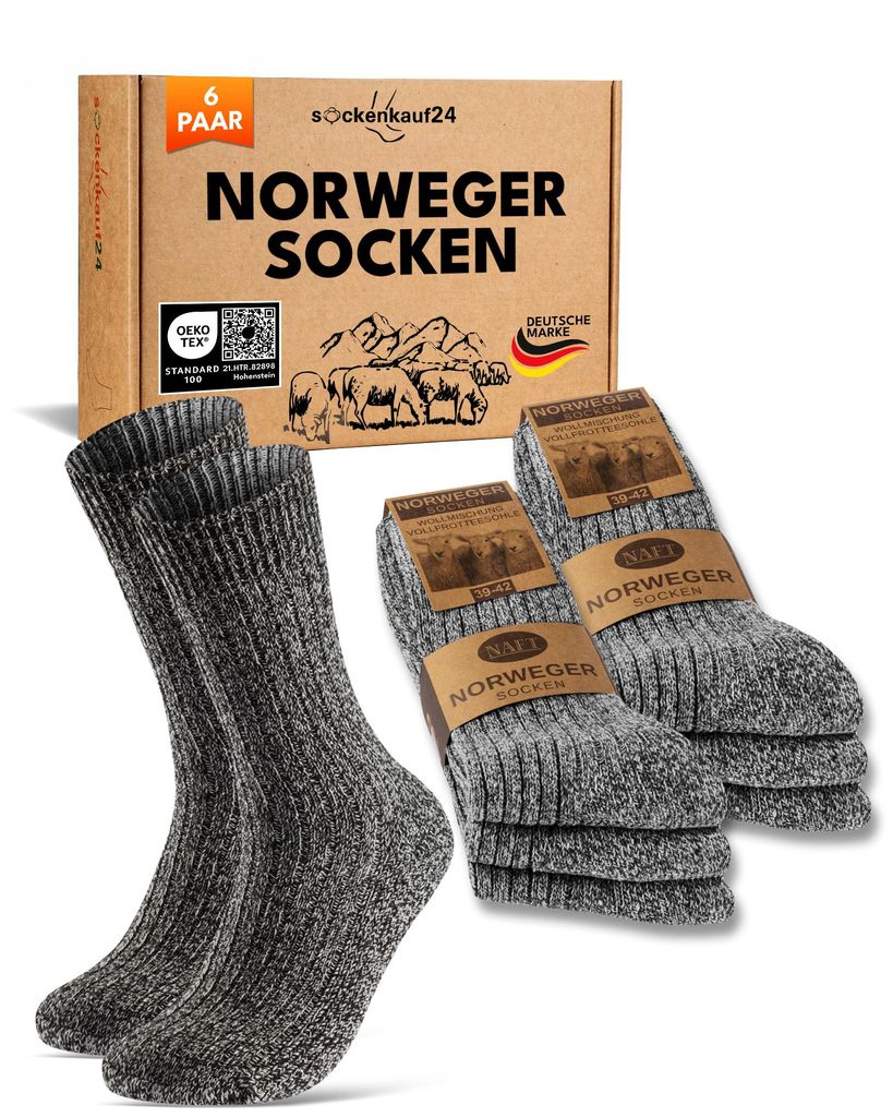 Norweger Wollsocken Wintersocken warme Socken Damen Herren Produktbild 