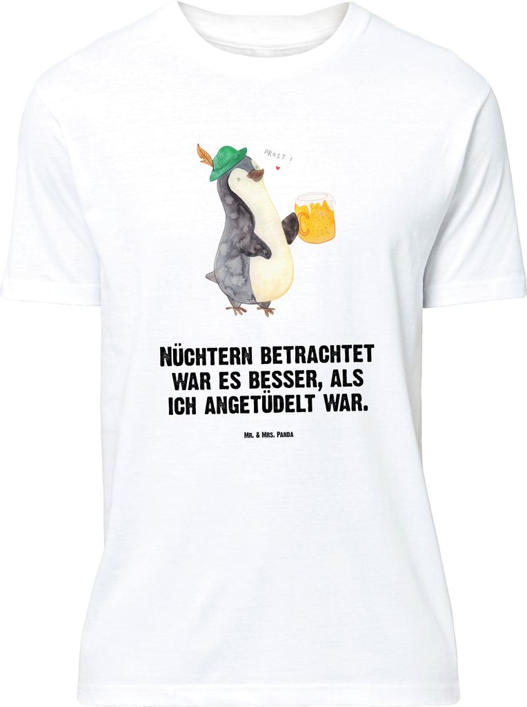 Mr. & Mrs. Panda Größe M T-Shirt Pinguin Bier - Weiß - Geschenk, Herren, Tshirt, Pinguine, , mit Spruch, Angetüdelt, Beschwippst, Shirt, Feiera...