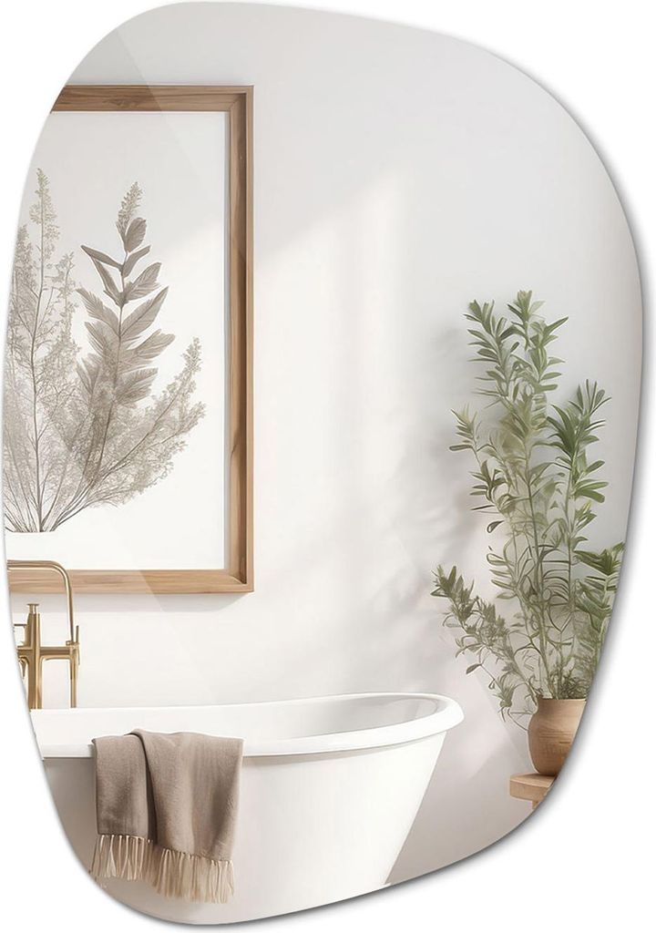 Asymmetrischer Organischer Spiegel – Stilvoller Dekospiegel für Schlafzimmer, Flur & Bad – 67,9 x 47 cm