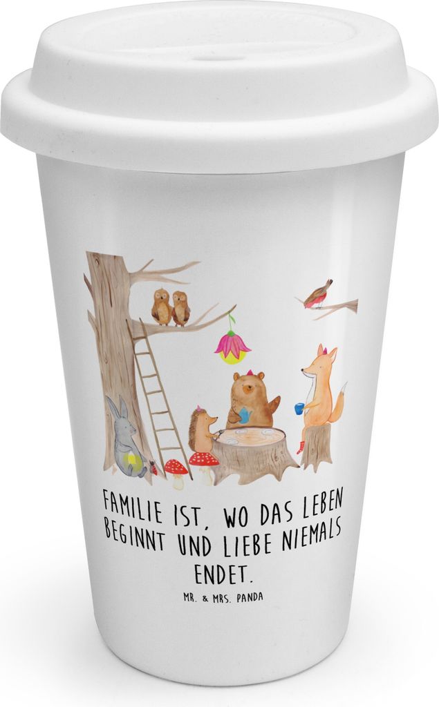 Mr. & Mrs. Panda Thermobecher To Go Waldtiere Picknick - Weiß - Geschenk, becher kaffee, ToGo Kaffeebecher, Wald, Hase, Coffee, Eichhörnchen, Ige...