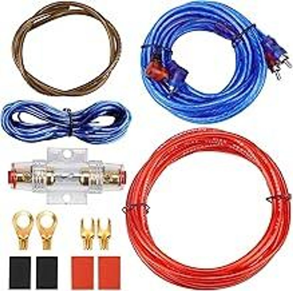 Kfz Verstärker Kabelsatz Anschluss Set 10GA Subwoofer Kabel Set 1500w Endstufe Kabel Set Auto Verstärker Kabel Car Audio Wire 4,5 m für Car Audi...