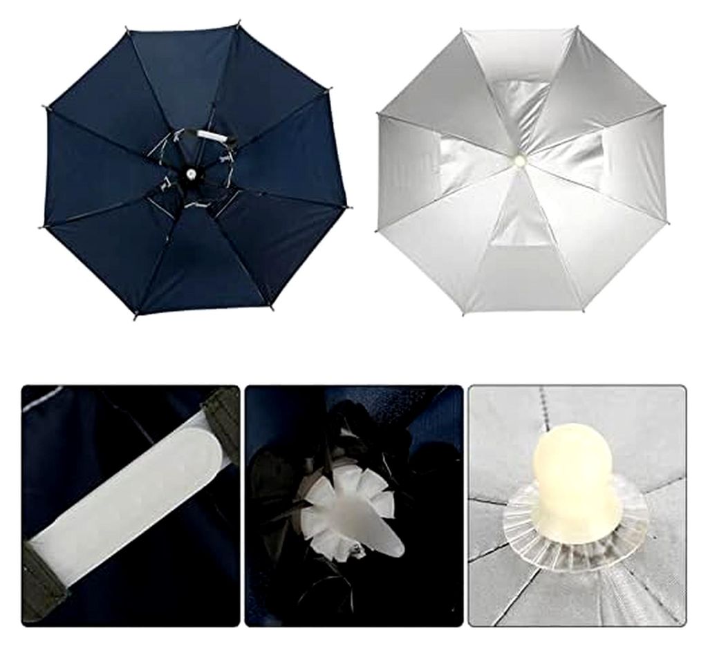 Regenschirmhut für Erwachsene - 65 cm Kopf Sonnenschirm, Faltbarer Hut für Angeln, Outdoor-Schutz vor Sonne und Regen