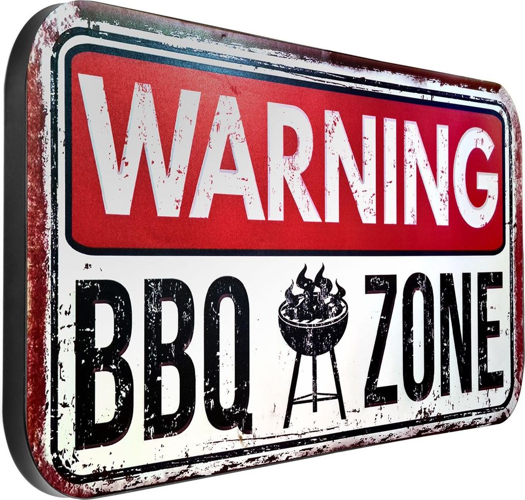 Moritz Blechschild XXL Warning BBQ Zone 100 x 46,5 Vintage Retro Nostalgie Metall Dekoration