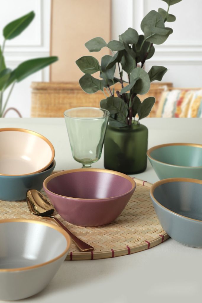 Hermia Concept, ST142306FX92A841700MAKA500, Schüsselset (6-teilig), 100 % KERAMIK, Mehrfarbig, 14 cm