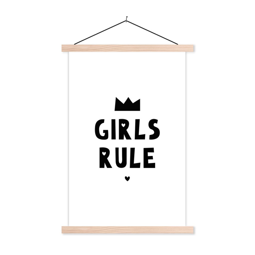 MuchoWow Textilposter Zitate - Kinder - Mädchen - Mädchen regieren - Sprichwörter 40x60 cm mit holzfarbenen Rahmen - Poster