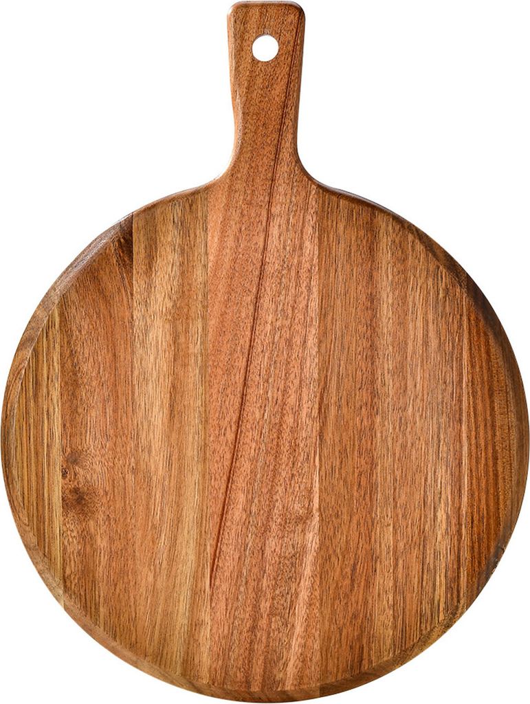 Pizzapfanne aus Holz mit langem Griff, rund, multifunktional, zum Schneiden und Schneiden von Gemüse, Kuchen, Brot, Dessert, Steak, Fleisch, Servi...