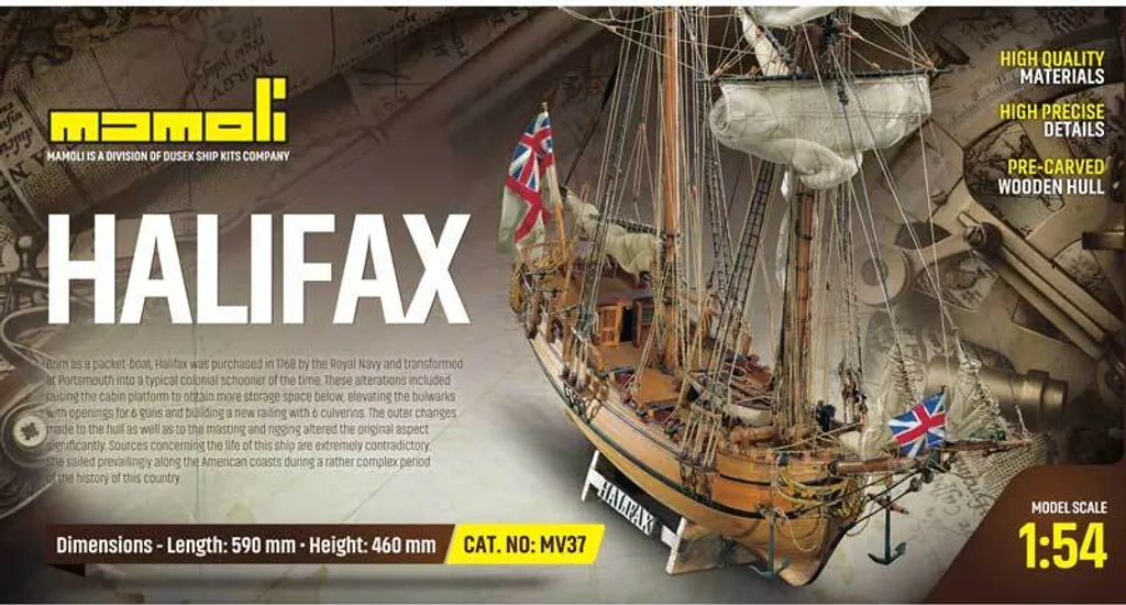 Halifax 1:54 Mamoli par Krick - Maquette Bois Haute Précision avec Accessoires