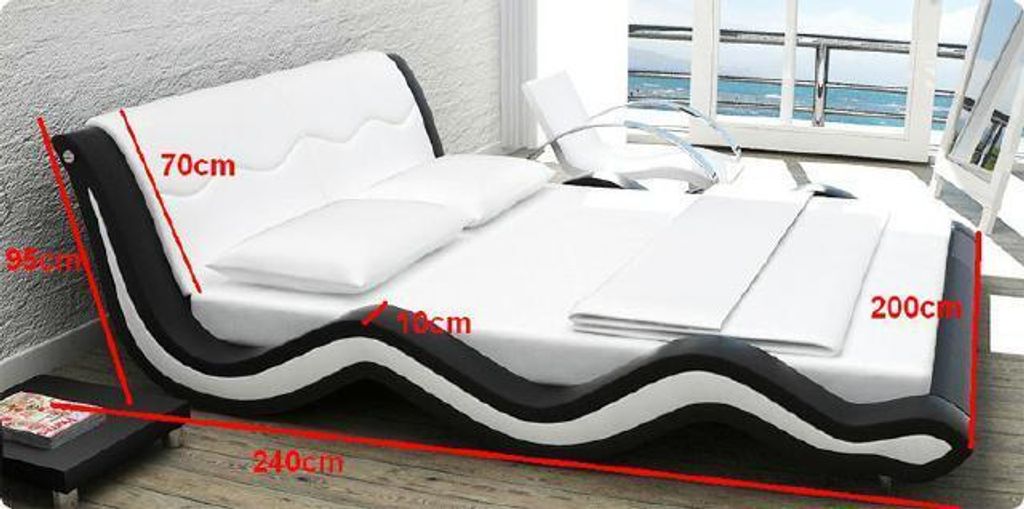 Wasserbett Bett Betten Komplett Lederbett Polsterbett mit Matratze Neu MORSKIE