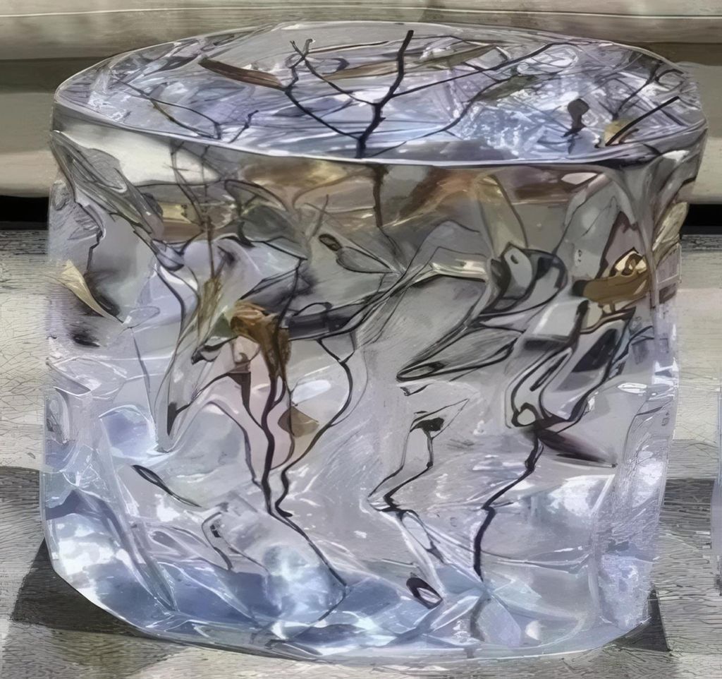 Runder Tisch mit Eisast-Effekt Tisch aus Epoxidharz Transparent Tisch