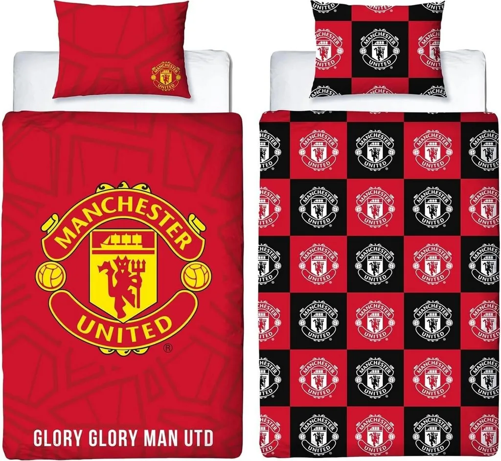 Déco chambre Manchester United : housse de couette réversible 1 personne