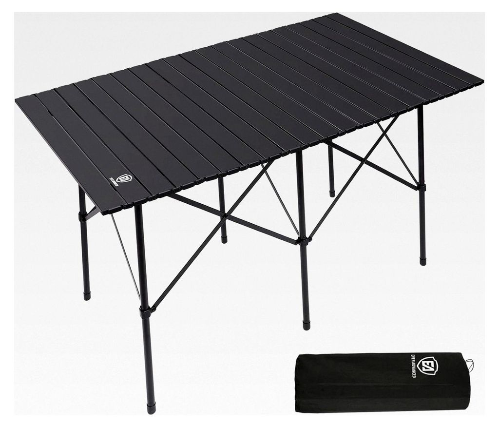 Klappbarer Campingtisch für 4-6 Personen, Aluminium Tischplatte, Tragetasche für Camping, Picknick, Garten, Balkon, Schwarz