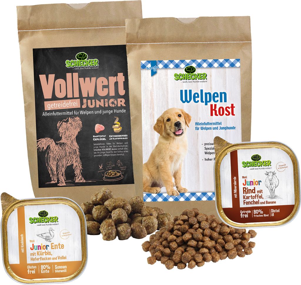 1 kg Schecker Hundefutter - Testpaket für Welpen - Test the Best